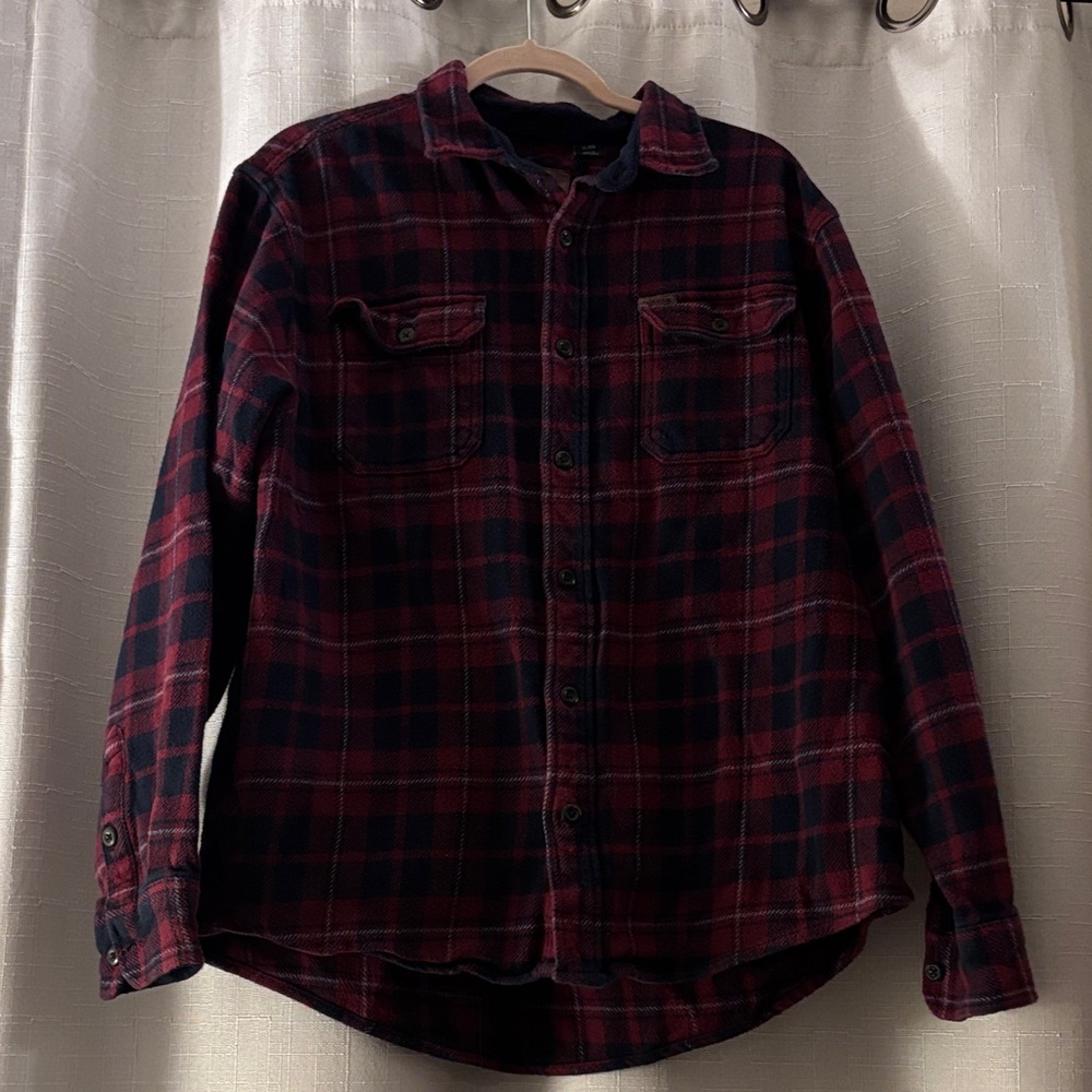 Orvis heavyweight cotton flannel shirt red & navy plaid - men’s‎ Xl